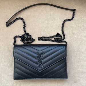 Saint Laurent Small Monogram Matelasse Envelope Wallet On Chain